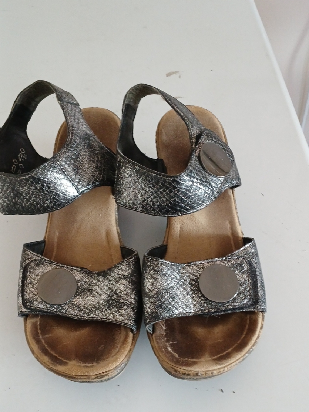 Rieker Metallic Black Slingback Sandals